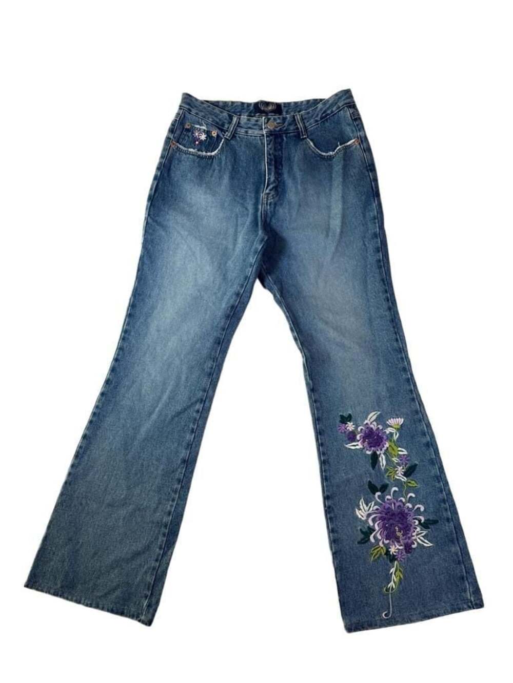 Angels Authentic Jeanswear Y2K Vintage Embroidered Floral Bootcut Jeans